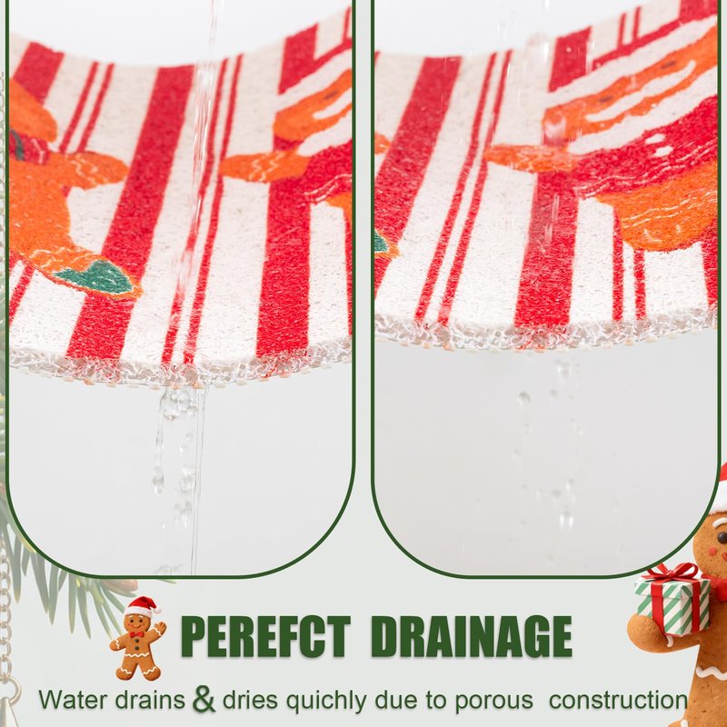 Hargiis Christmas Non-Slip Bathtub Mat, Anti Slip Shower Mat, Fast Drying Bathtub Mats, Foot Scrubber Mat for Tub, Floor, Bathroom, Kitchen, Home, Hotel (Gingerbread Santa, 40"x16")
