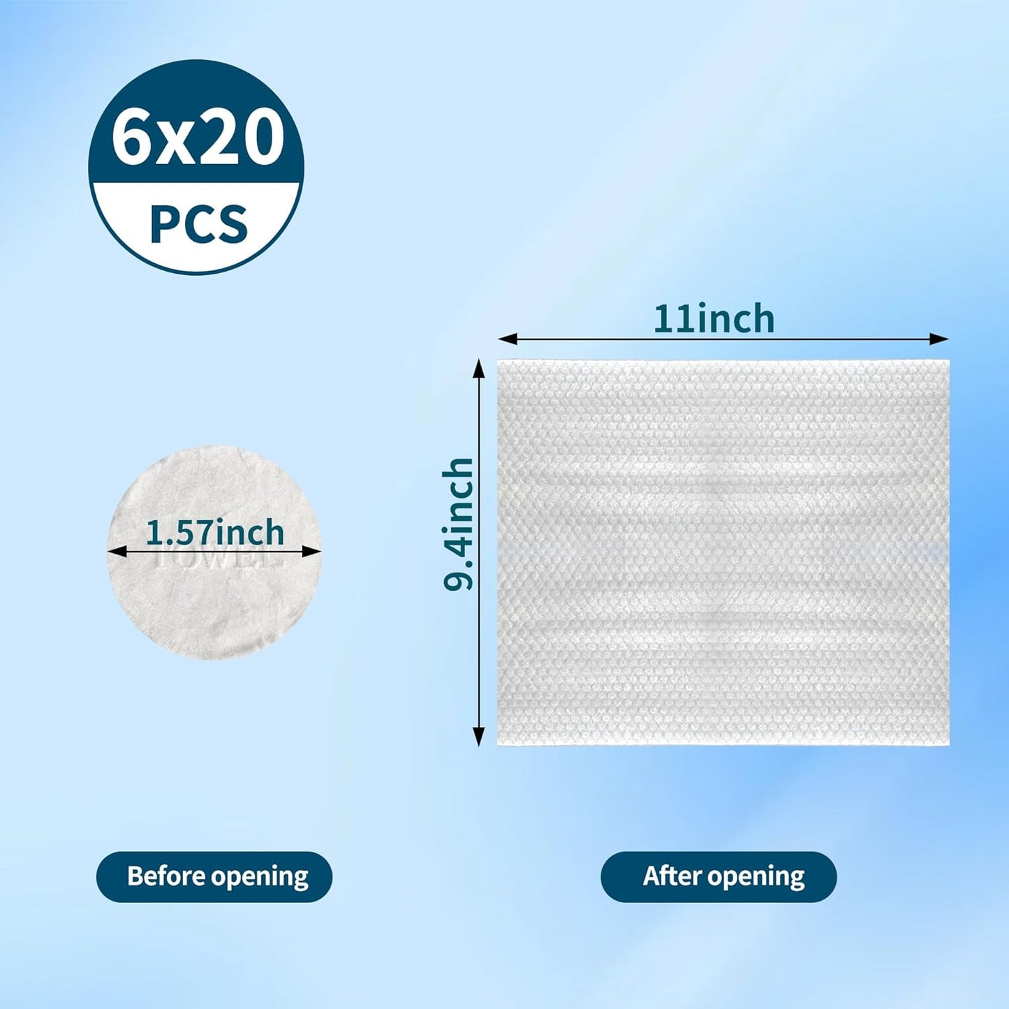 Thousand Sunny Towels Refill - 120 Pcs Portable Compressed Disposable Face Towels for Hot Towel Warmer