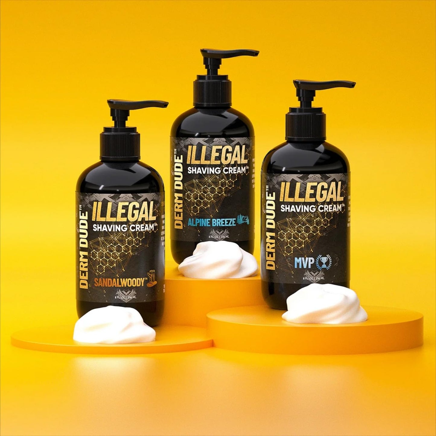 Derm Dude Illegal Shave Cream for Men | Ultra-Slick Shaving Cream for Sensitive Skin | Fights Razor Burn, Bumps, Nicks & Cuts | Smooth Glide Formula – MVP Scent, 8oz