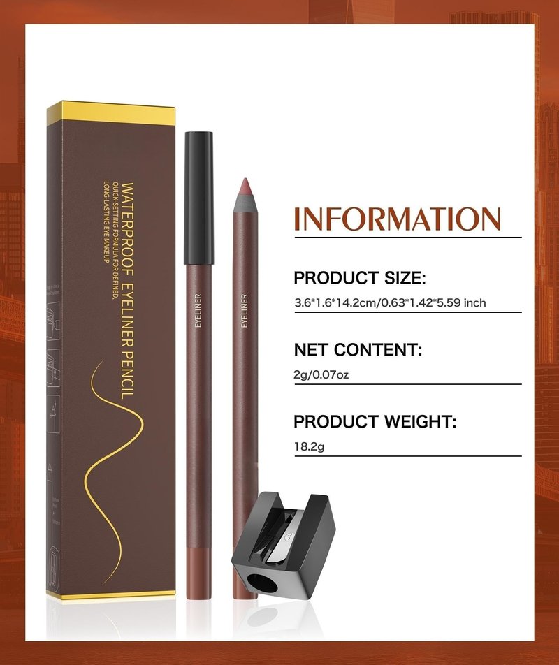 TOSOUATOP 2 IN 1 Eyeliner Pencil【Smudge Proof】【Water Proof】【Long Wearing】,5# BLACK