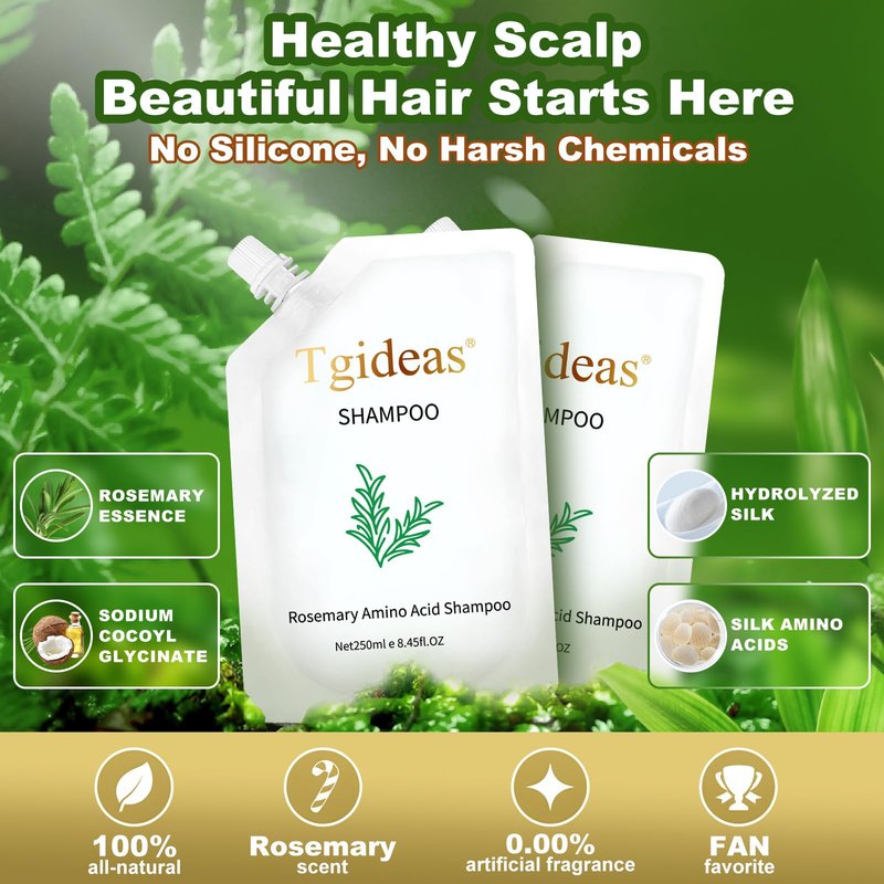 Tgideas Rosemary Amino Acid Shampoo, Hair Growth Shampoo for Thinning Hair Women and Men Hair Loss, Zinc PCA Thicken & Strengthen Scalp with Hydrolyzed Silk 8.45 fl.oz - 2 Packs