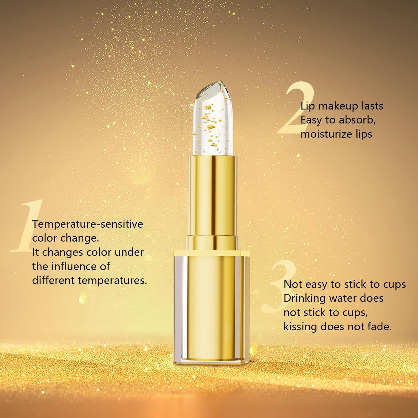 True Tone PH Adjusting Lipstick, Transferproof Color Changing Lipstick, Color Changing Lipstickes Gold Foil for Women, Moisturizing Glossy Shine Lip Gloss, Coellyo Lipsticks Deep Nourishment (2 PCS)