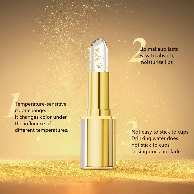 True Tone PH Adjusting Lipstick, Transferproof Color Changing Lipstick, Color Changing Lipstickes Gold Foil for Women, Moisturizing Glossy Shine Lip Gloss, Coellyo Lipsticks Deep Nourishment (2 PCS)