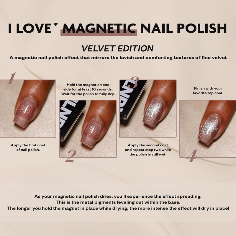 ILNP Pink Suede - Pink Magnetic Holographic Nail Polish, Sparkly Velvet Finish, Non-Gel, Long Lasting, Quick Dry, Non-Toxic, Vegan