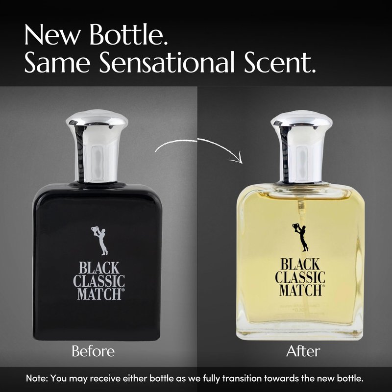 PB ParfumsBelcam Black Classic Match Eau De Toilette Spray for Men – 2.5 Fl. Oz Affordable, Long-Lasting Fresh Woody Fragrance with Leafy Green, Citrus, Sandalwood & Patchouli for Day & Night Use