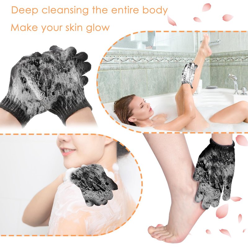 FoldTier 200 Pcs Exfoliating Gloves Bulk for Shower Body Double Sided Gloves Exfoliating Bath Mitt with Hanging Loop Bath for Women Men Bathing Skin Scrubber Accessories Beauty Spa(Multicolor)
