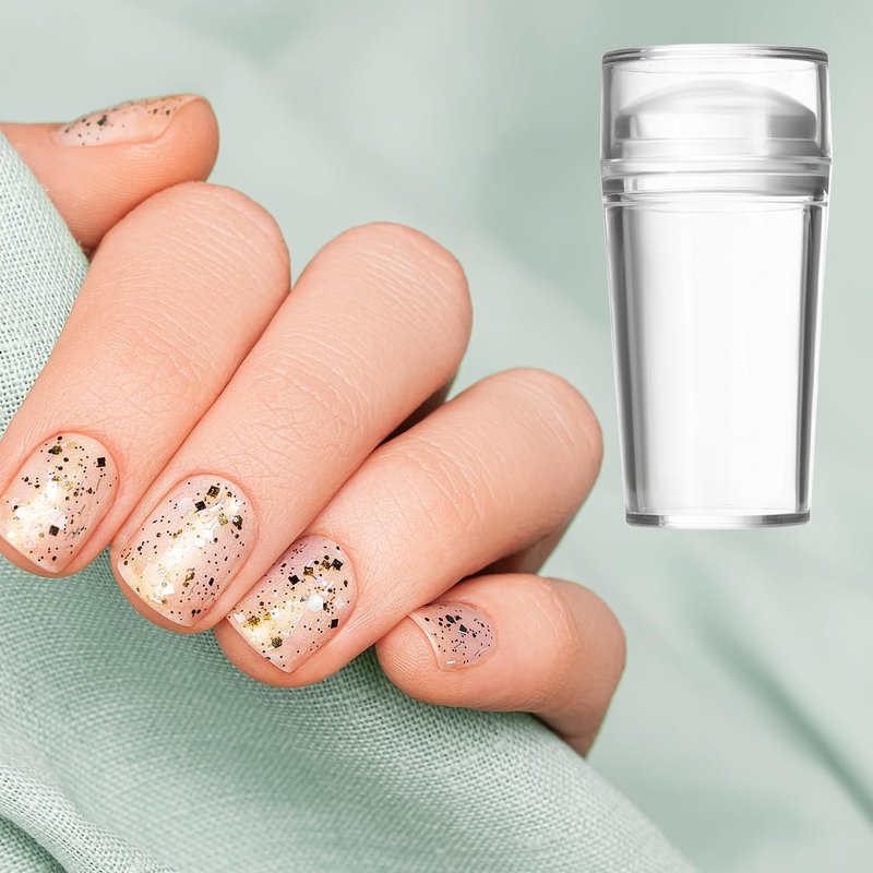 French Tip Nail Stamp Clear Silicone French Tip Tool French Tip Stamp French Manicure Kit French Nail Art Stamper Kit with Scrapers and Nail Art Brushes for French Manicure Home DIY Salon 5 Pcs