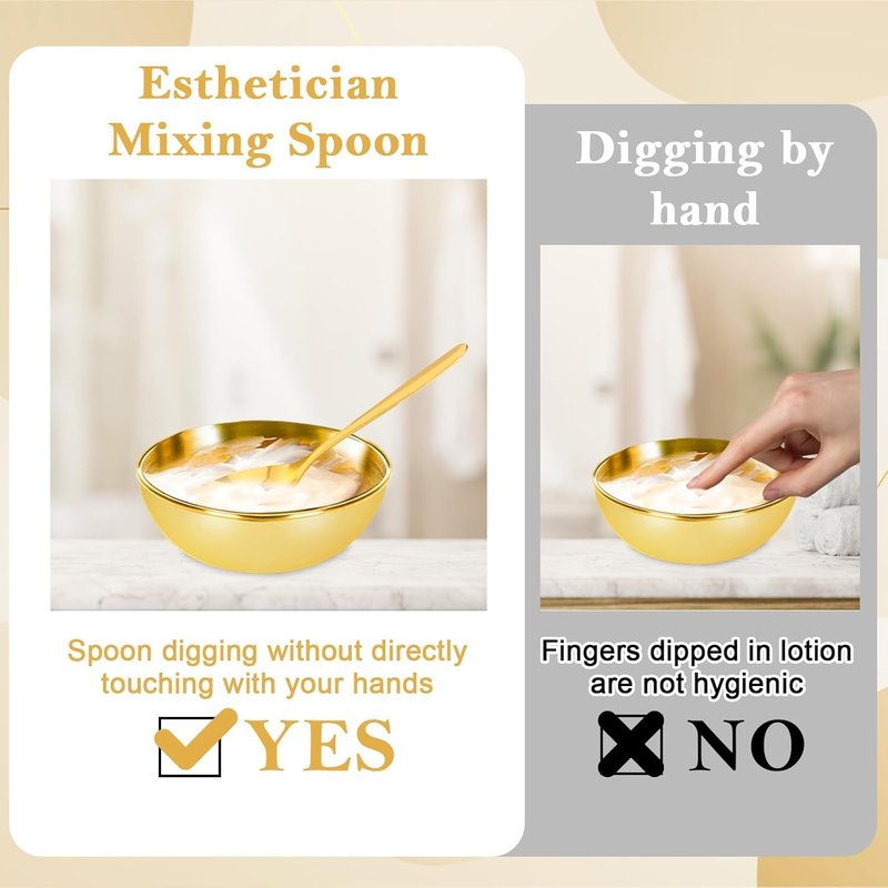 Gold Facial Supplies Set - 9 Pcs Skincare Tray with 4 Stainless Steel Mixing Bowls & Spoons | Spa Essentials for Estheticians