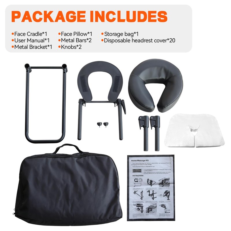 ErgoHolder Massage Headrest for Bed, Adjustable Home Use Massage Face Cradle, Portable Massage Table Kit for Sleeping Mattress, Face Down Pillow After Eye Surgery with Storage Bag & Disposable Covers