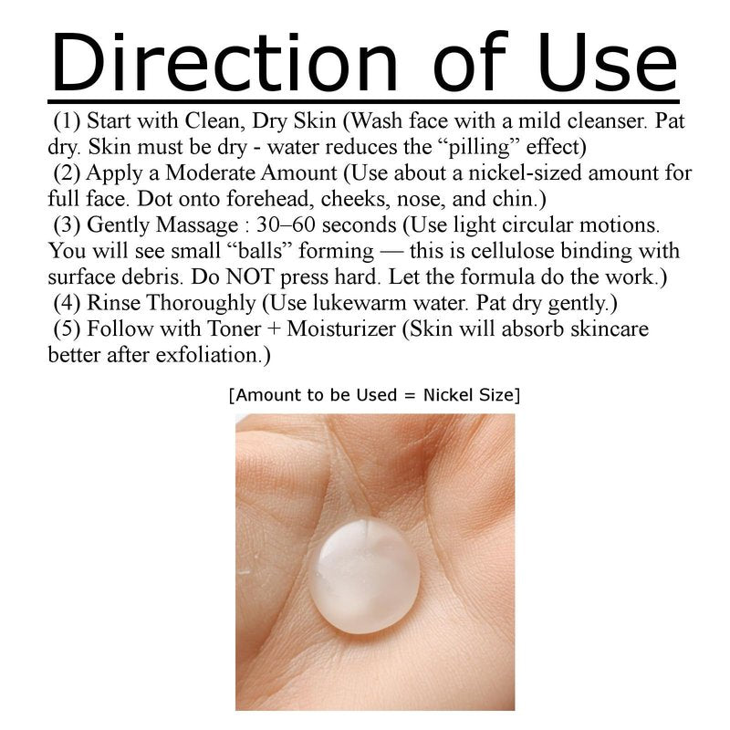Exfoliating Peeling Gel Cellulose Face Scrub – Visible Peeling Effect, Blackhead & Pore Cleansing, Non-Abrasive Korean Skincare, Sensitive Skin Safe (4 Fl Oz)