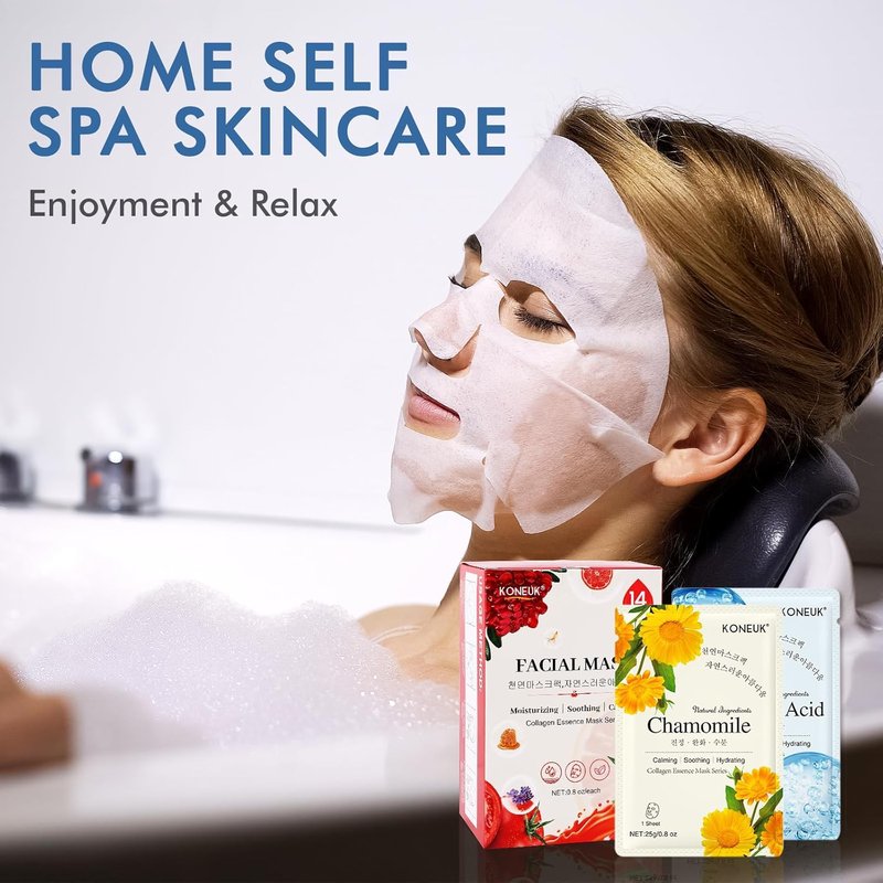 Hydrating Face Masks for Dry Skin - 14 Pack Sheet Mask Set | Perfect Spa Gift for Women