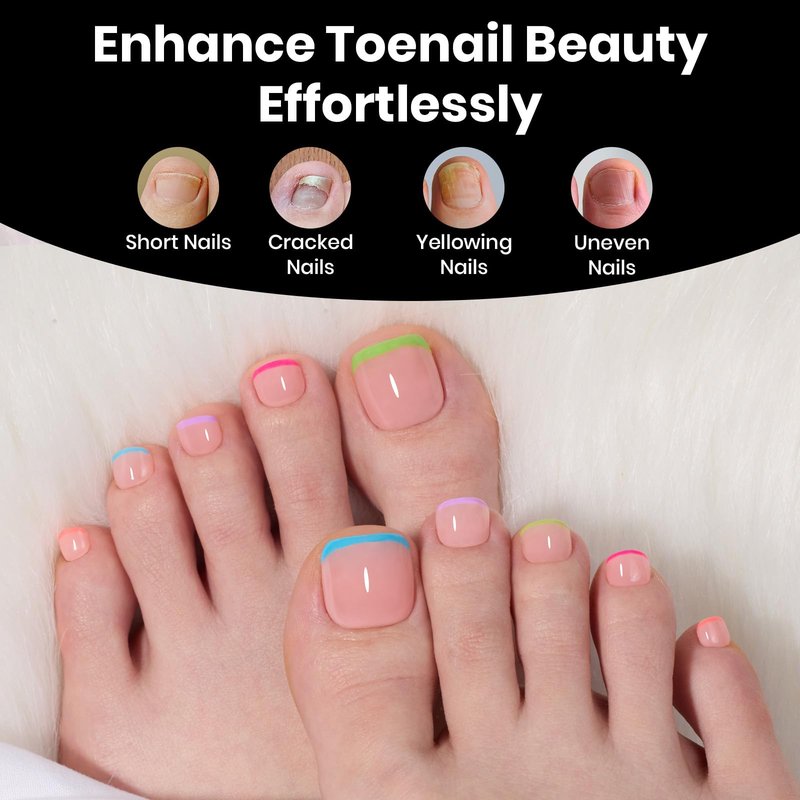Beetles Soft Gel Toe Nail Tips Square - 16 Sizes 192 Pcs Full Cover Nail Tips Fake Acrylic Toe Nail Pre-etched Double Matte Press on Toenails, Toe Nail Extensions for Women