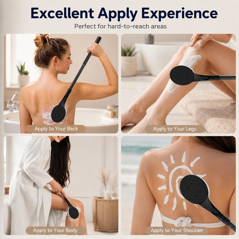 Lotion Applicator for Back, 25.7” Telescopic Back Lotion Applicator, Easy Reach and Washable, Back Self Tanner Applicator