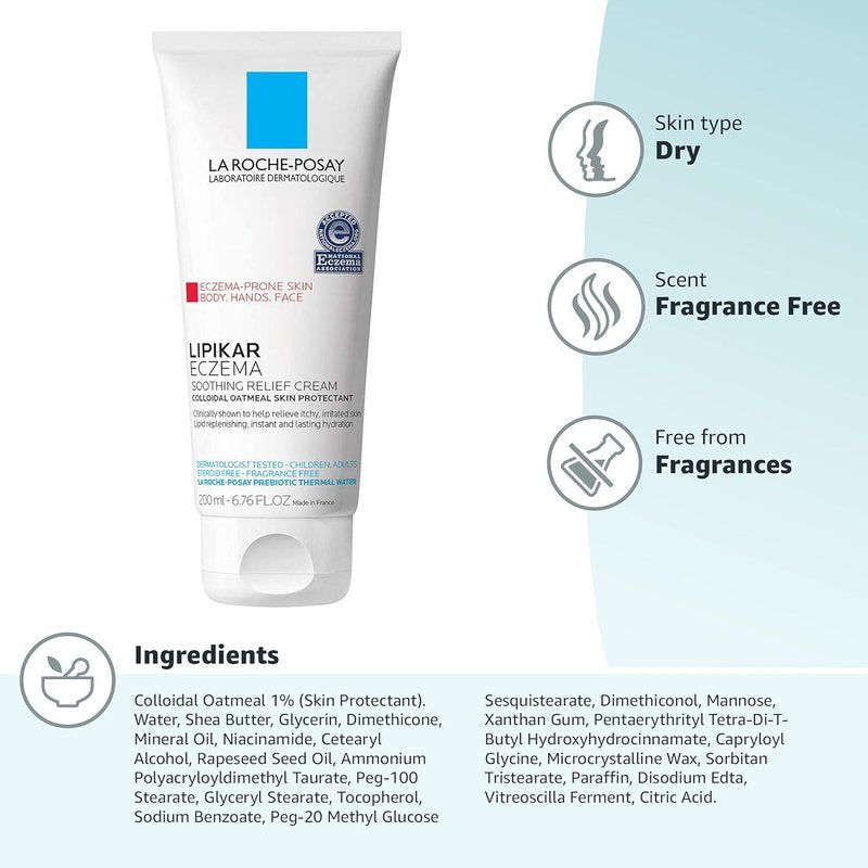 La Roche-Posay Eczema Cream - Soothing Relief for Sensitive Skin | Moisturizer with Colloidal Oatmeal