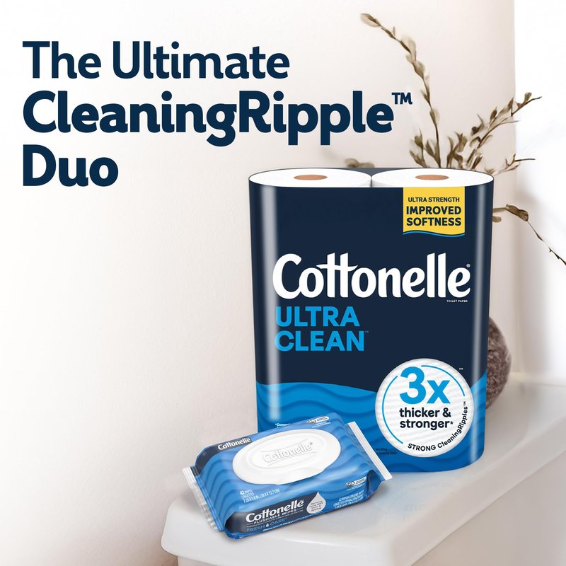 Cottonelle Ultra Clean Toilet Paper, 9 Mega Rolls = 36 Regular Rolls, Packaging May Vary