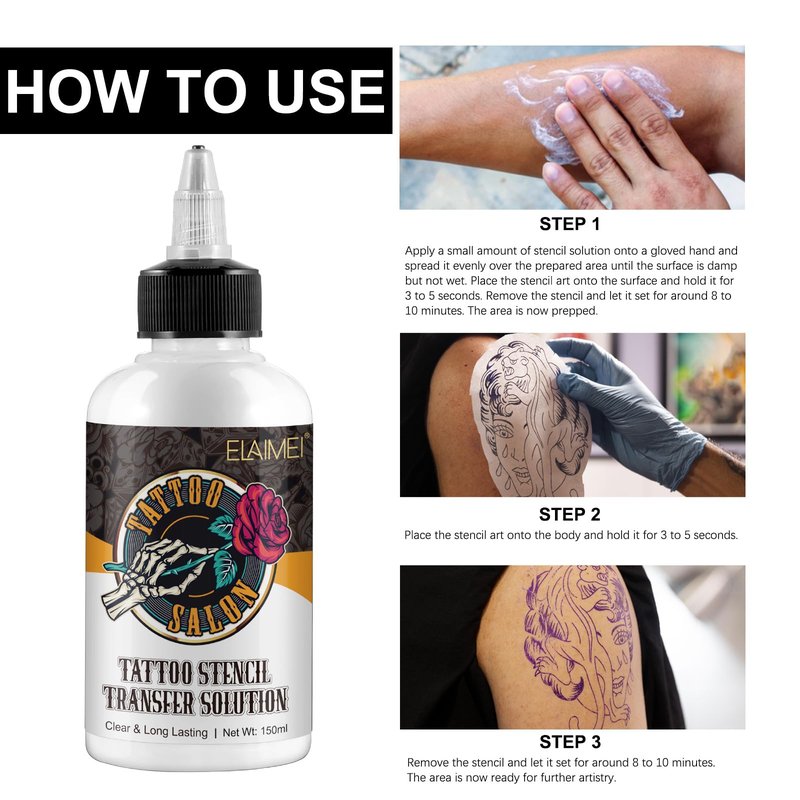 Tattoo Stencil Transfer Gel Solution, Tattoo Stencil Gel, Transfer Gel for Tattooing, Stencils Primer Stuff Stencil Gel for Tattooing Paper Machine Temporary Tattoo Supplies, 150 ml / 5.1 fl oz