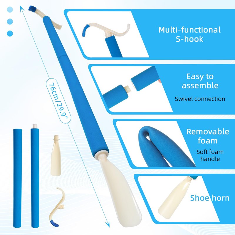 Fanwer 6-Piece Hip Kit for Seniors Total Hip Replacement - Leg Lifter, Sock Aid, Reach Grabber Tool, Dressing Stick, Back Brush and Lotion Applicator, Pants Helper, Hip Replacement Kit After Surgery