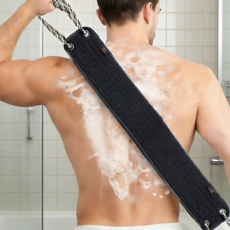 Back Scrubber with Handles for Shower, 38 Inches Dual-Sided Exfoliating Body Scrubber for Men Women, Back Washer for Shower, Back Exfoliator for Deep Clean, Back Cleaner Bath Scrubber for Body