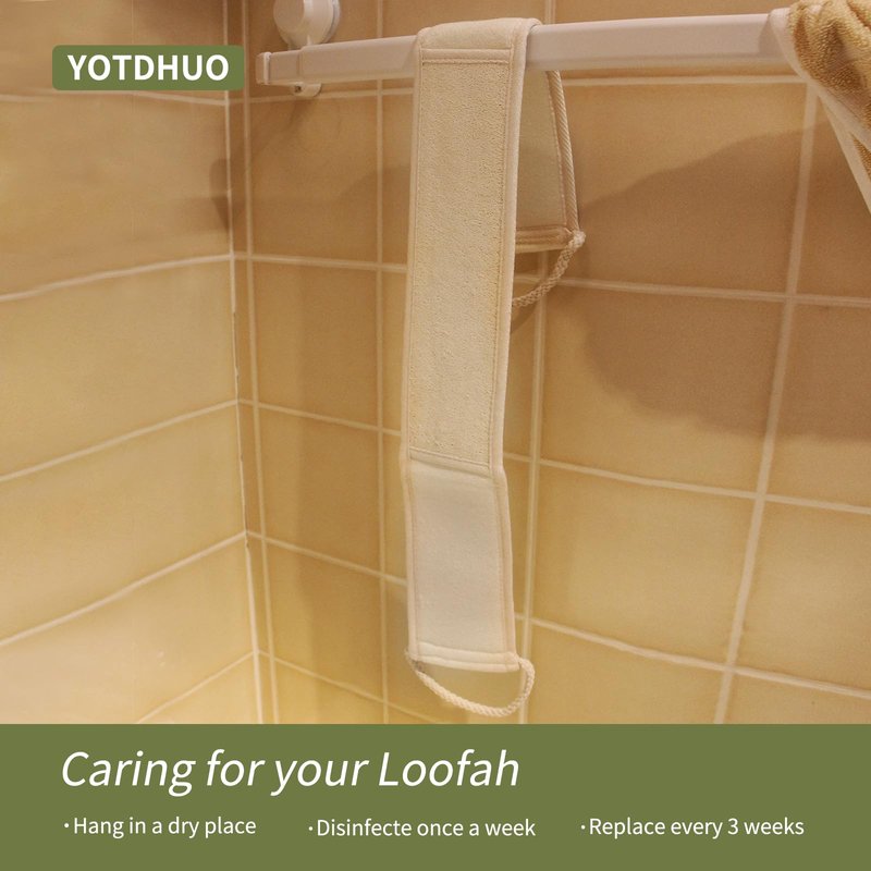 Natural Loofah with Handle,Back Scrubber for Shower Exfoliating Luffa On a Stick (1Pack) (TI-H1MR-7HVF)