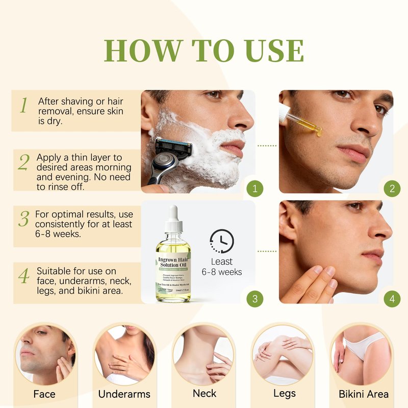 Ingrown Hair Treatment Oil Serum: 1.7oz Soothing After Shave Oil Prevents Ingrown Hairs for Soothes Razor Bumps Reduces Redness & Irritation for Bikini Area Legs Underarms Neck Beard & Face