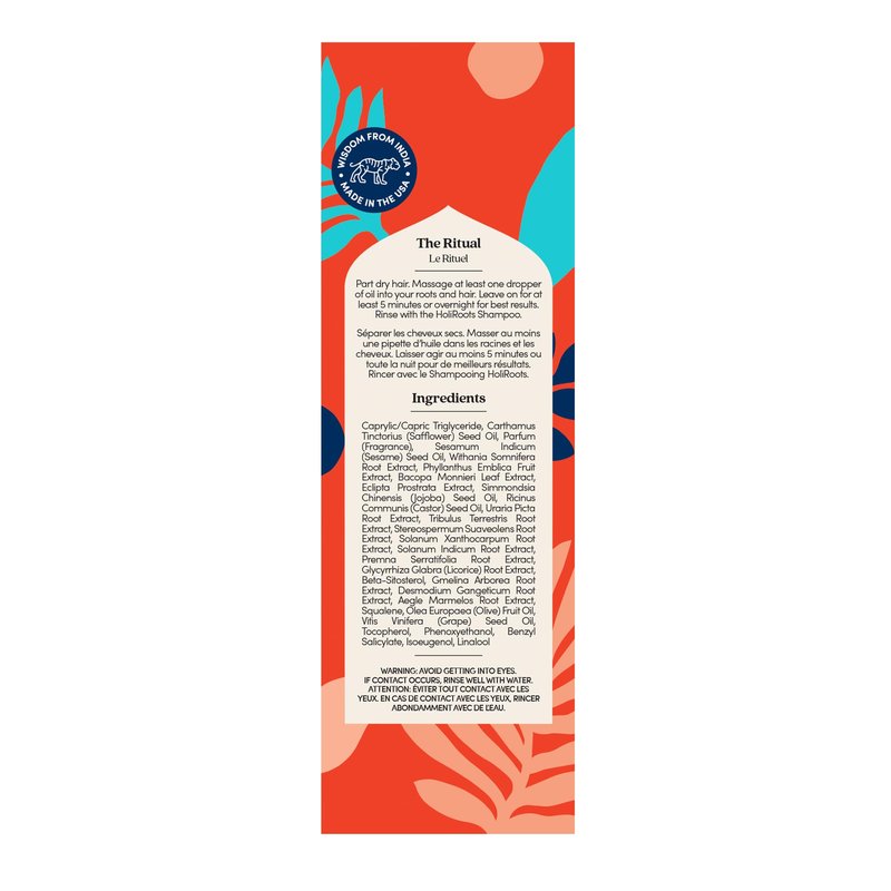 Fable and Mane Hair Oil - HoliRoots Strengthening Serum for Damaged, Frizzy Hair with Ashwagandha, Castor Oil & Scalp Treatment - 1.8FL oz