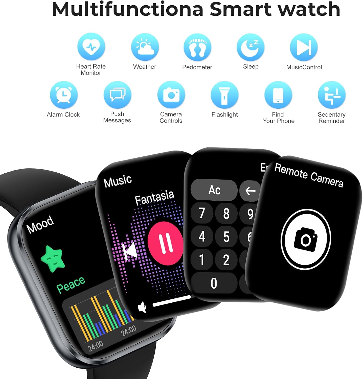 Smart Watch for Men & Women - 1.83” HD Touchscreen Fitness Tracker with Bluetooth Calls & 110+ Sport Modes | IP68 Waterproof, Grey & Black