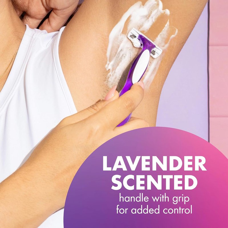 BIC Soleil 3 Disposable Women's Razors - 3-Blade with Moisture Strip & Lavender Scent | 4-Pack