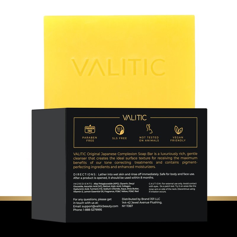 VALITIC Brightening Lemon & Turmeric Kojic Acid Soap with Vitamin C, Retinol, Collagen - Original Japanese Complex Infused with Hyaluronic Acid, Vitamin E, Shea Butter - Dark Spot Corrector (2 Pack)