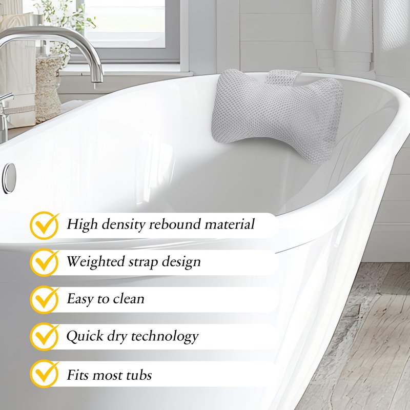 Keoltuo Hot Tub Pillow (2-Pack),Bath Pillow for Headrest,Universal Spa Pillow Height Adjustable Chaise Lounge Pillow for Bathtub(Grey)
