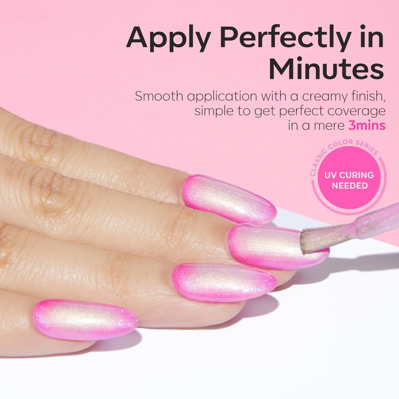 Modelones Pink Glitter Gel Nail Polish Set - 6 Sparkling Shades for Valentine's Day | Shimmer Cat Eye Finish