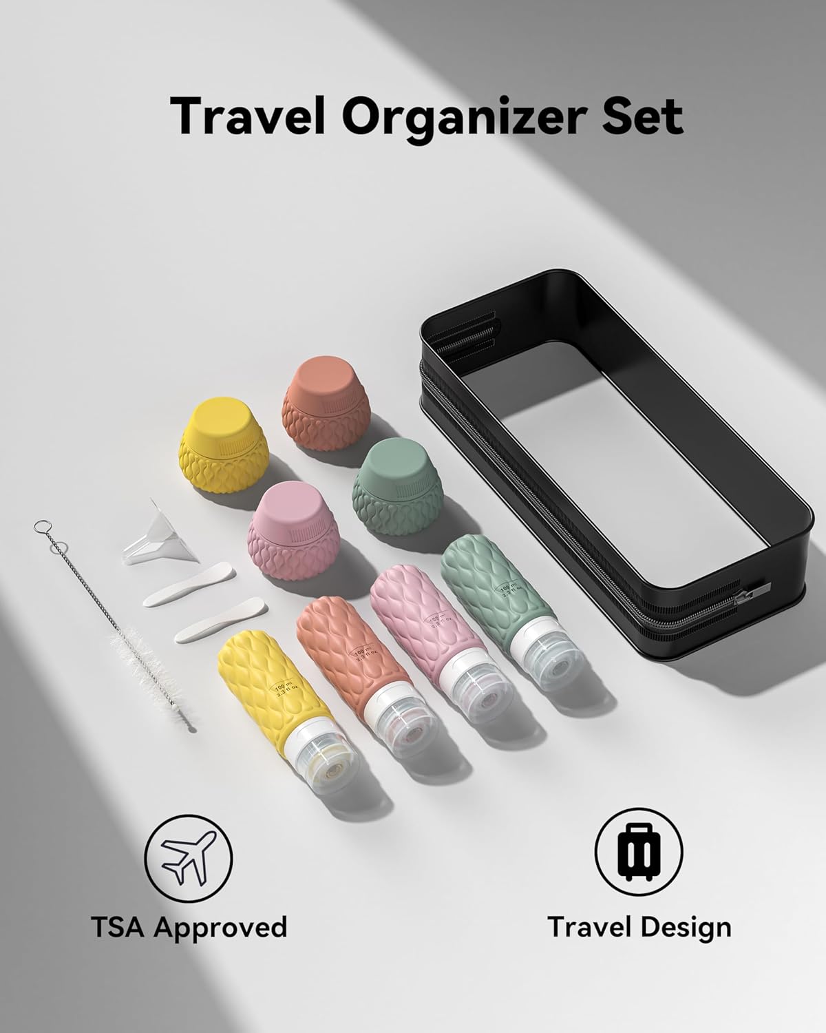 Skiennix Silicone Travel Bottles - Leakproof 8-Pack Toiletry Containers | 3.4 oz & 1.7 oz Sizes