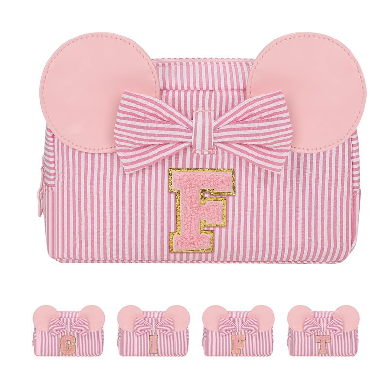 Initial Makeup Bag for Girls, Cute Makeup Bag Small Cosmetic Bag Travel Make Up Organizer Pouch, Birthday Gifts for Girls 4 5 6 7 8 9 10 11 12 13 14 15 Years Old, Teen Girls Gifts Trendy Stuff