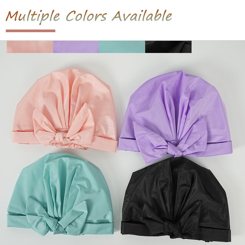 TUVATU Shower Cap for Women Reusable Waterproof, Large Satin Shower Bonnet, Washable Bath Hat for Long Hair, Braids, Curly Hair, Aqua