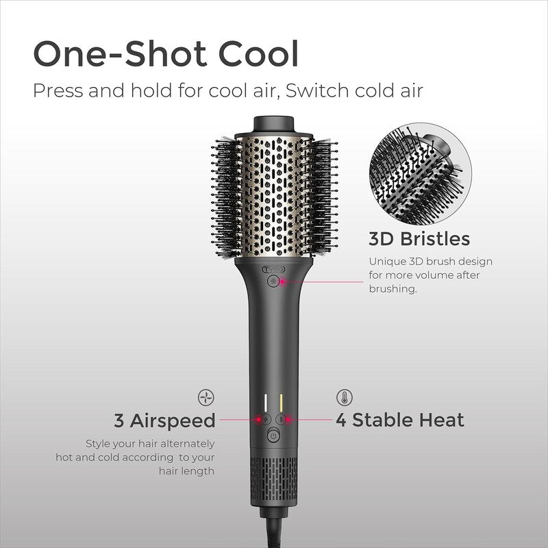 Blow Dryer Brush, TYMO High-Speed Hair Dryer Brush for Fast Dry and Style, Hot Air Blowout Brush, One Step Volumizer with 200M Negative Ion for Smooth, Frizz-Free