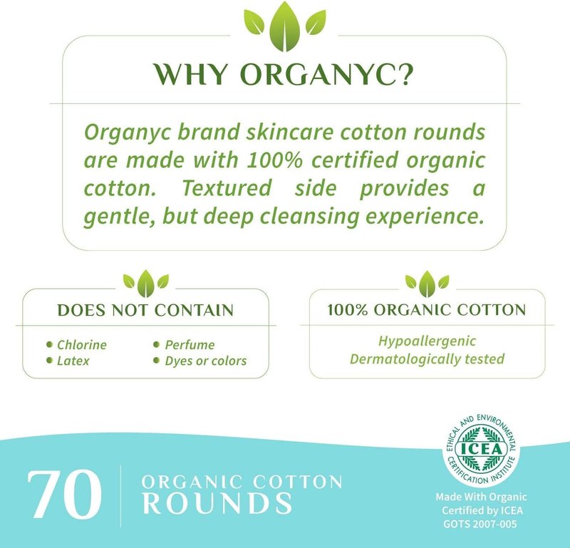 Organyc 100% Organic Cotton Rounds - Biodegradable & Chemical-Free for Sensitive Skin | 210 Count