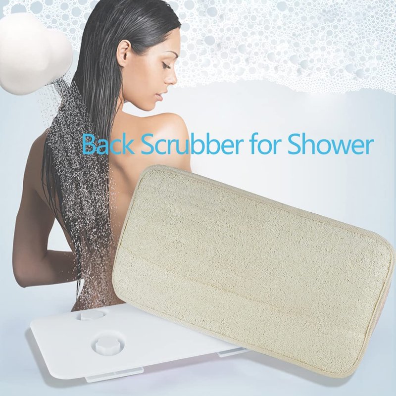 ReignSword Back Scrubber for Shower, Hands-Free Exfoliating Back Loofah Body Sponge Scrubber, Wall Mounted Back Scrubber for Shower for Men Women (Self-Adhesive Sheet or Suction Cup)