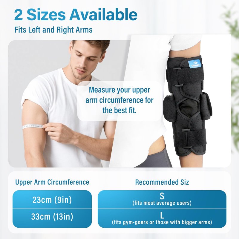 Chonario Cubital Tunnel Elbow Brace – Ulnar Nerve Splint, Adjustable Elbow Immobilizer Elbow Splint for Sleeping & Day Use, Fits Left & Right Arms (L)