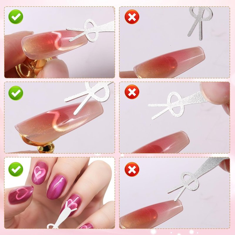 Qianyu Cat Eye Nail Magnet Gel Polish - 3 in 1 Tool with Heart Magnet & Dual-Ended Pen | 2 Pcs Bunny Guides for 3D Nail Art