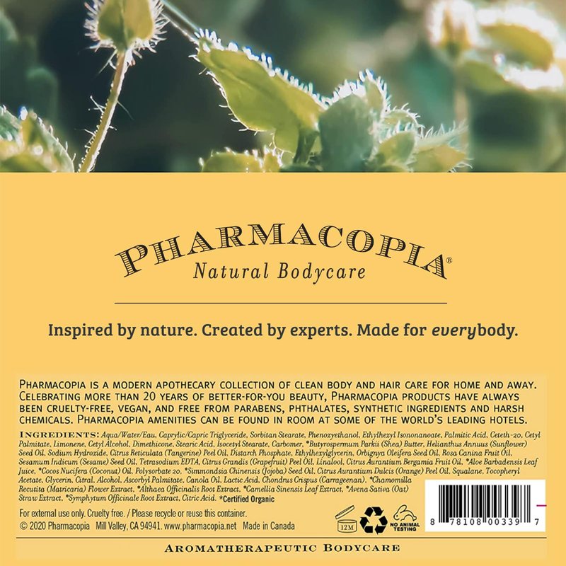 Pharmacopia Citrus Body Wash - Natural Shower Gel, Moisturizing and Nourishing Body Cleanser - Infused with Organic Aloe Vera, Coconut Oil, and Green Tea Extract - Vegan and Cruelty-Free, 16 oz