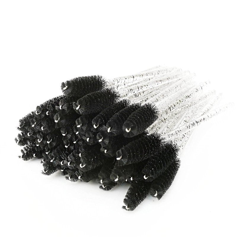 i-Laesh Crystal Mascara Sticks, Disposable Eyebrow Eyelash Brushes for Eyelash Extensions, Eyelash Makeup Tool, Pack of 100 (Black)