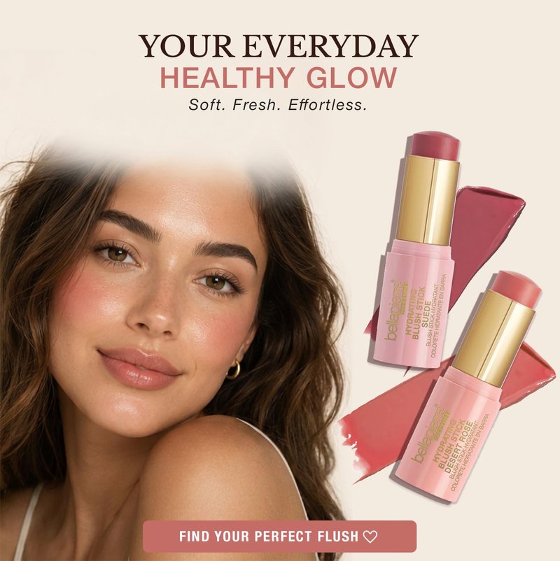Bellapierre Hydrating Blush Stick - Moisture-Rich Cream-To-Powder Cheek Color, Lightweight & Portable, Talc-Free | 0.28 oz (Suede)