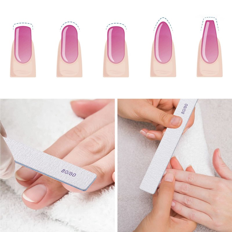 BTYMS 80/80 Grit Nail File - Professional Double-Sided Coarse Emery Boards for Shaping Acrylic & Gel Nails