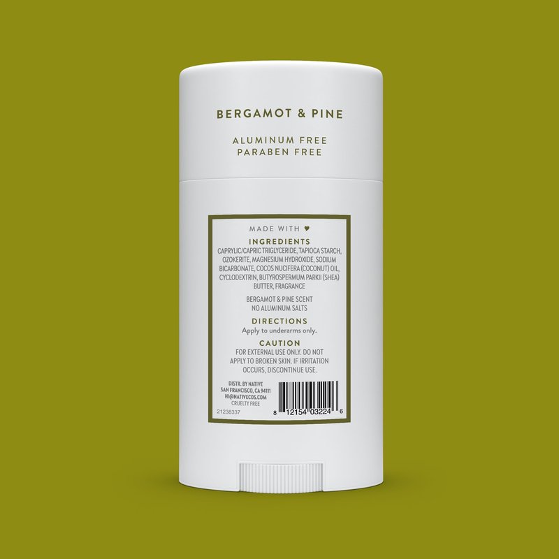 Native Deodorant Contains Naturally Derived Ingredients, 72 Hour Odor Control, Deodorant for Women and Men, Aluminum Free, Bergamot & Pine 2.65oz