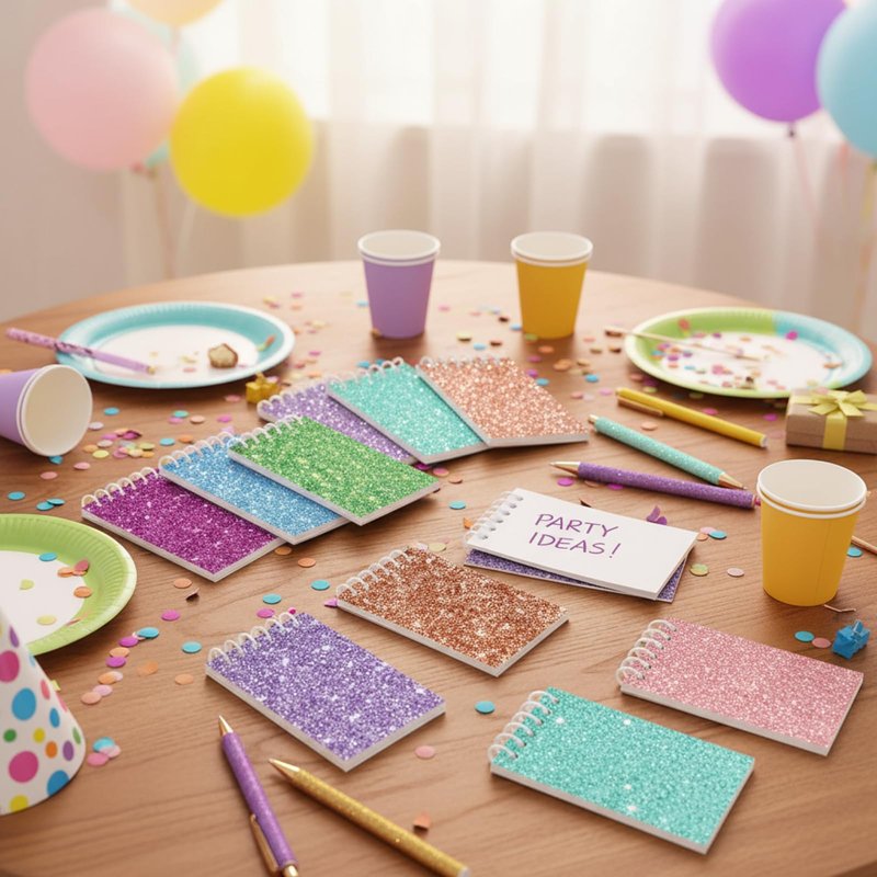 Sherr 16 Pcs Glitter Pens and Notebooks Set Mini Spiral Notepads Fancy Pens for Kids Girls Women Sparkly Sequins Journaling Ballpoint Christmas Birthday Gift Classroom Rewards(Classic Color)