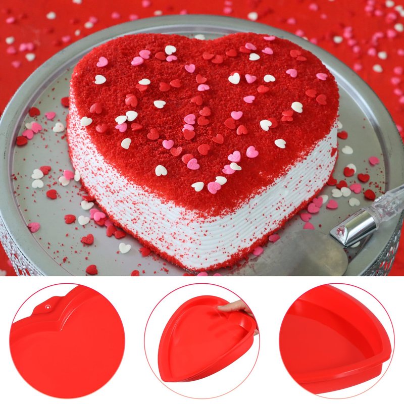 TOVINANNA Heart-Shaped Cake Pan Set 8-Inch Silicone Molds for Baking Non-Stick Silicone Cake Tins for Romantic Occasions Oven and Microwave Safe - 2 Pack