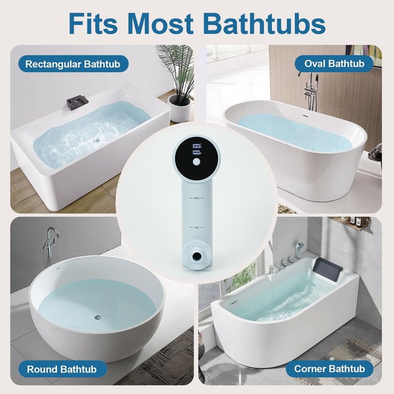 COKEJA Bath Jets for Tub, Portable Spa Jet with Bubble & Jet Modes – 8800mAh Rechargeable Battery, 3 Speeds, IP67 Waterproof LED Display, Hot Tub Spa Accessories, Home Spa Relaxation Gift