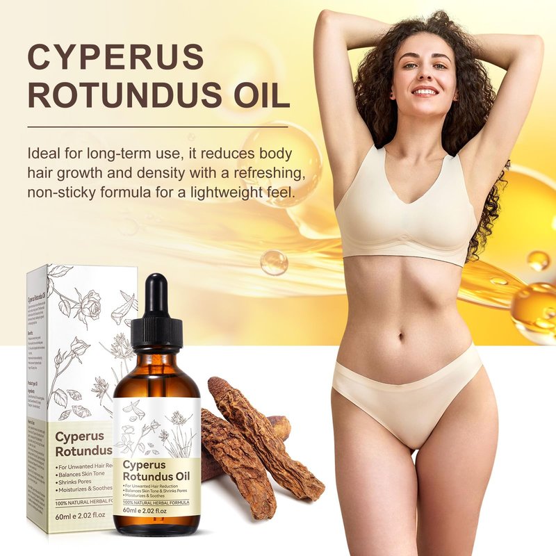 Cyperus Rotundus Oil for Hair Removal 100% Pure Natural Reduces Body Hair Growth Cyperus Rotundus Oil, Moisturizes & Soothes The Skin, Hair Removal Oil Suitable for All Skin Types