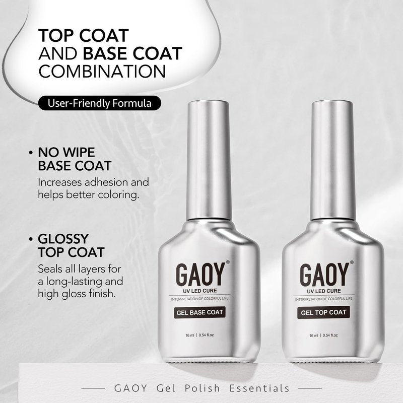 GAOY 16ml Nail Dehydrator and Primer with Gel Top and Base Coat, 4 Pcs Acid-Free Natural Nail Prep Dehydrate Bond Primer Professional Set, for Gel Polish