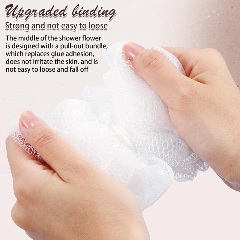 Suttmin 50 Pcs Loofah Sponge Bulk Mini Shower Sponge 3 Inch Loofahs Shower Pouf Mesh Showers Ball for Women Kids Men Exfoliating Bath Scrubber Travel Size Showers Gift(White)