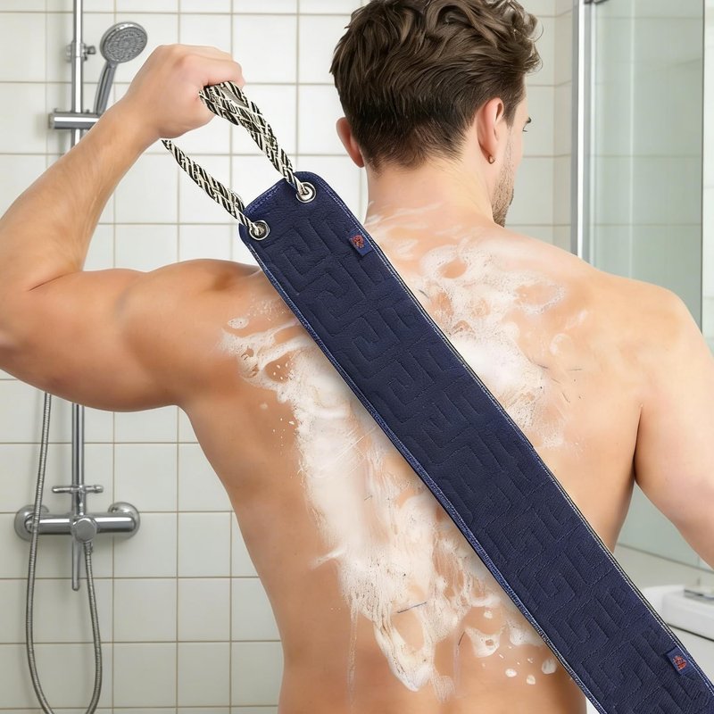Back Scrubber for Shower for Women Men, 38 Inches Double-Sided Exfoliating Body Scrubber with Handles, Back Washer for Shower, Bath Scrubber for Body, Back Exfoliator Body Cleaner to Scrub Your Skin